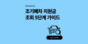 조기폐차 지원금 조회 및 신청 방법 5단계 가이드
