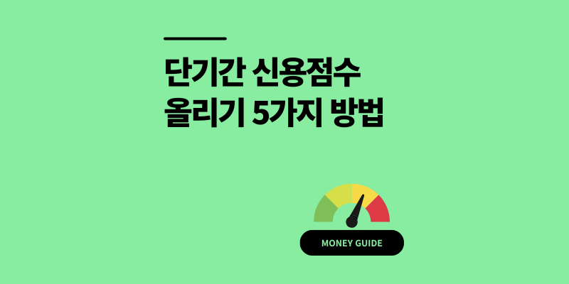 단기간 신용점수 올리기 5가지 방법 100점 상승 팁